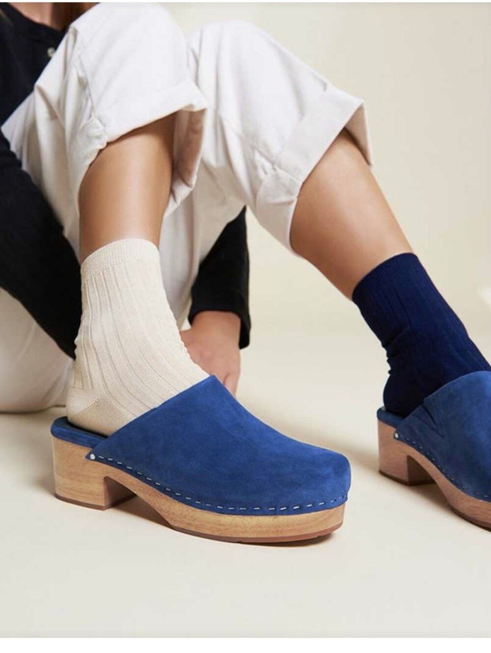 Charlotte Stone Martino Royal Blue Suede Clog Mules